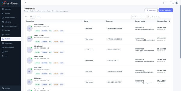 Centre Management Software